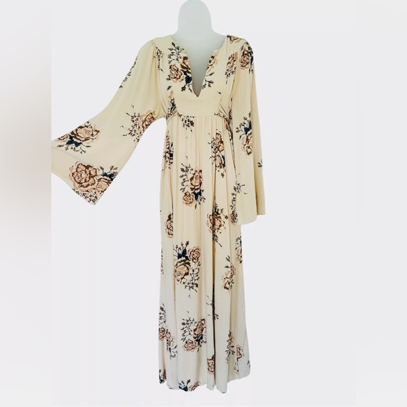 Free People Women's Floral Wild Laurel Maxi Dress Size M Boho Chic-flaw on slip - Picture 4 of 8